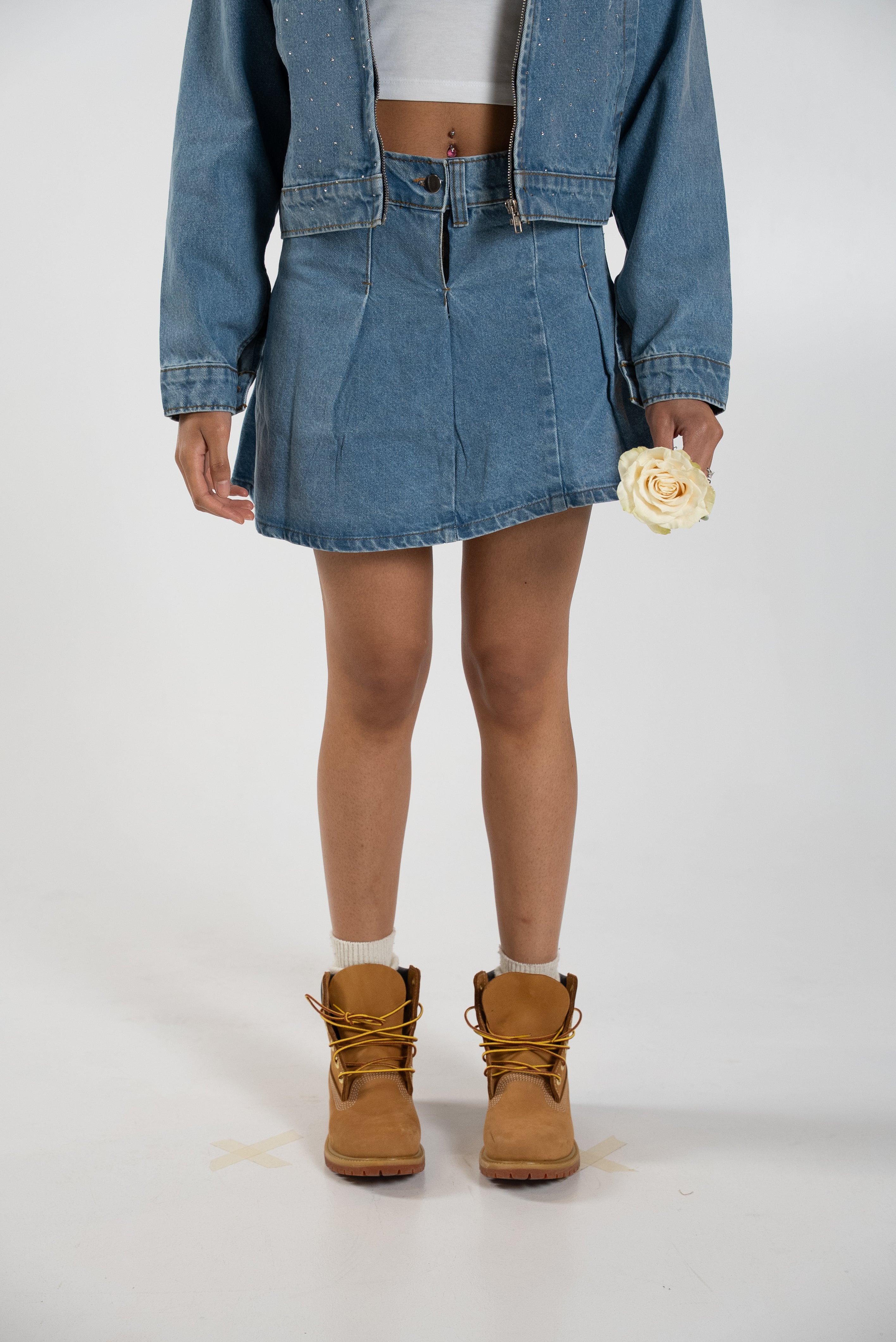 Rhinestone Denim Skirt