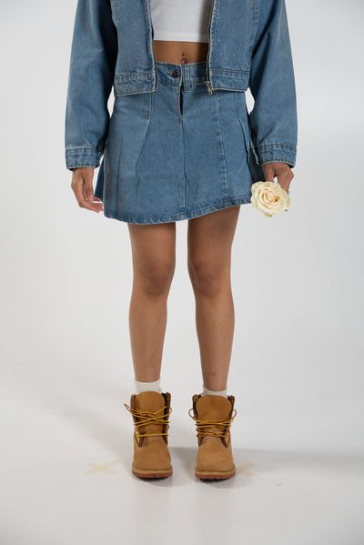 Rhinestone Denim Skirt