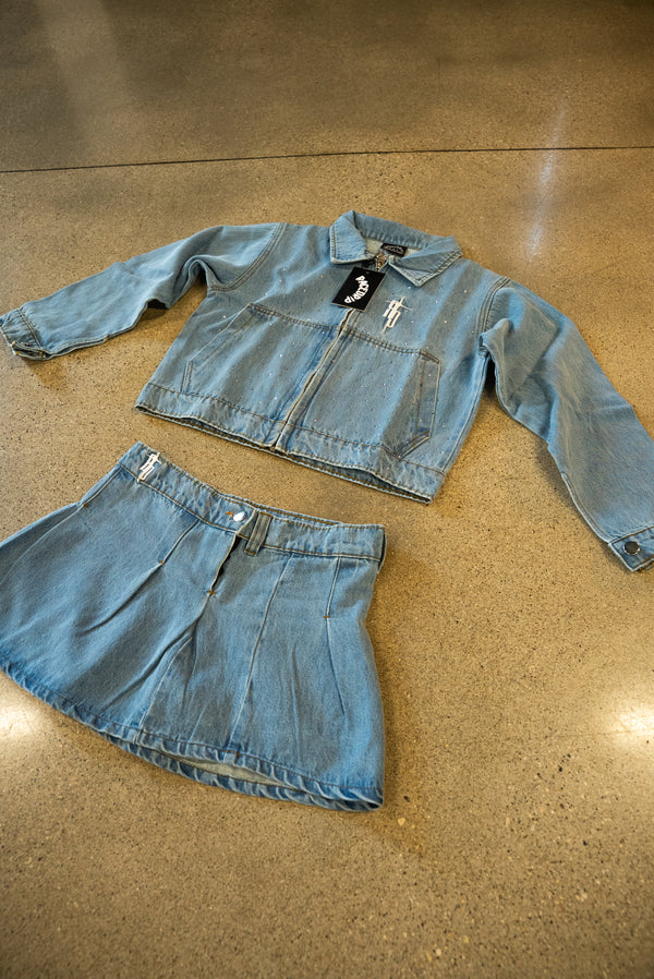 Rhinestone Denim Skirt